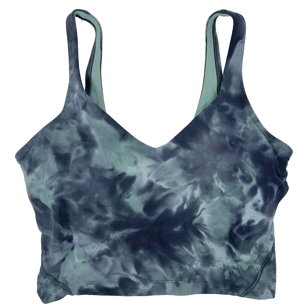 Lululemon Align Tank Top Bra 8 LW1DNWS Diamond Dye Teal Blue Yoga Gym Crop Brami